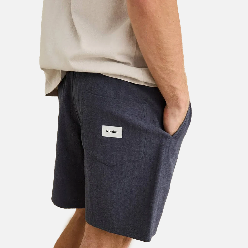 Rhythm Textured Linen Jam Short - Navy
