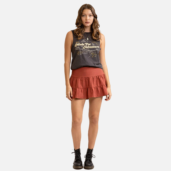 Rhythm Tiered Mini Skirt - Clay
