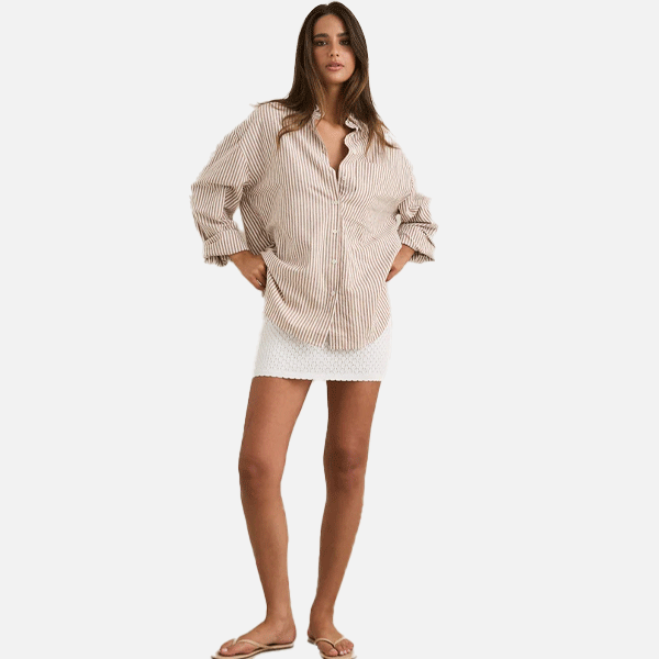 Rhythm Valley Stripe OS Shirt - Tan