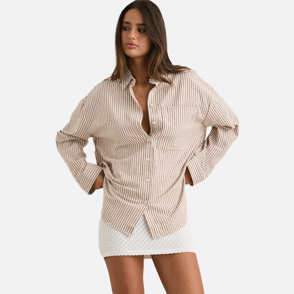 Rhythm Valley Stripe OS Shirt - Tan
