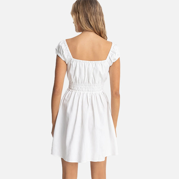 Rhythm Washed Out Cap Sleeve Mini Dress - White