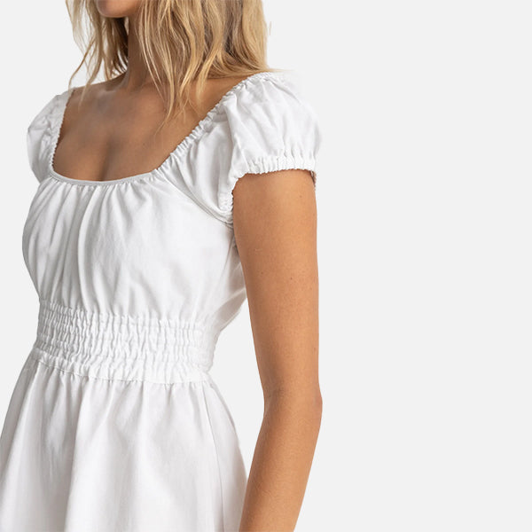 Rhythm Washed Out Cap Sleeve Mini Dress - White