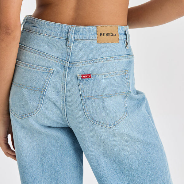 riders hi wide jean in faded blue 