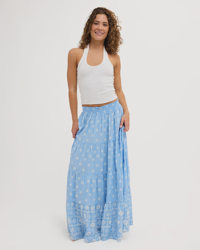 Roxy Cactus Flower Maxi Skirt - Cerulean