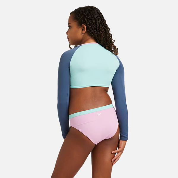 Roxy Colorblock Crop Top Lycra Set - Vintage Indigo