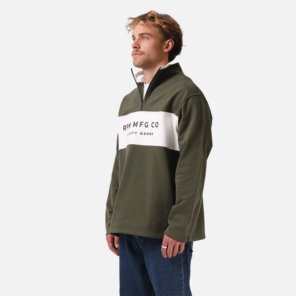 RPM 90s 1/4 Zip Sweater - Olive/White