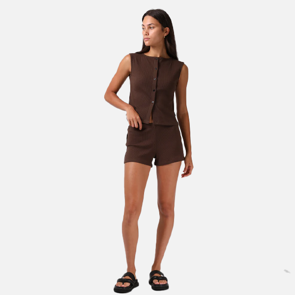RPM Button Up Tank - Chocolate