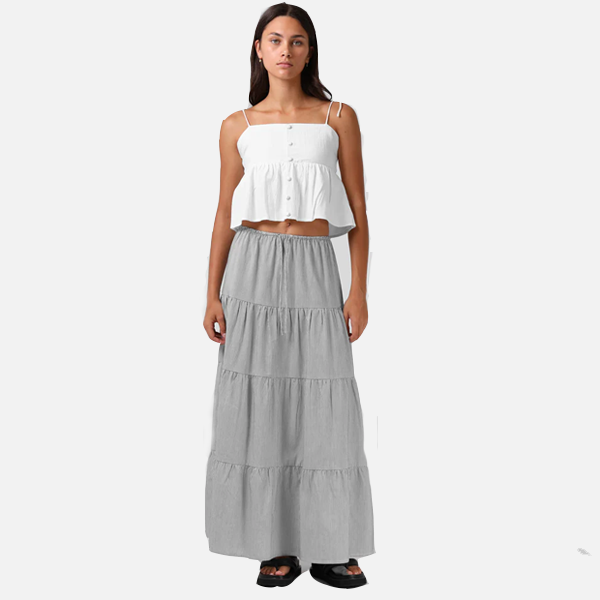 RPM Ruby Maxi Skirt - Black White Pinstripe