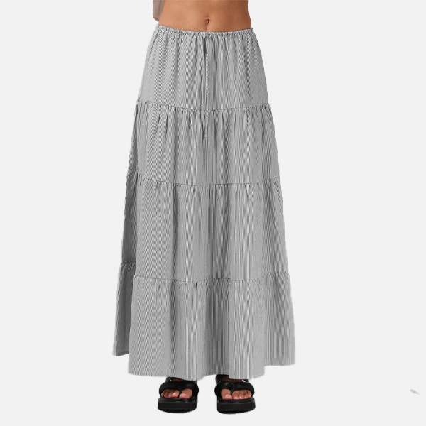 RPM Ruby Maxi Skirt - Black White Pinstripe