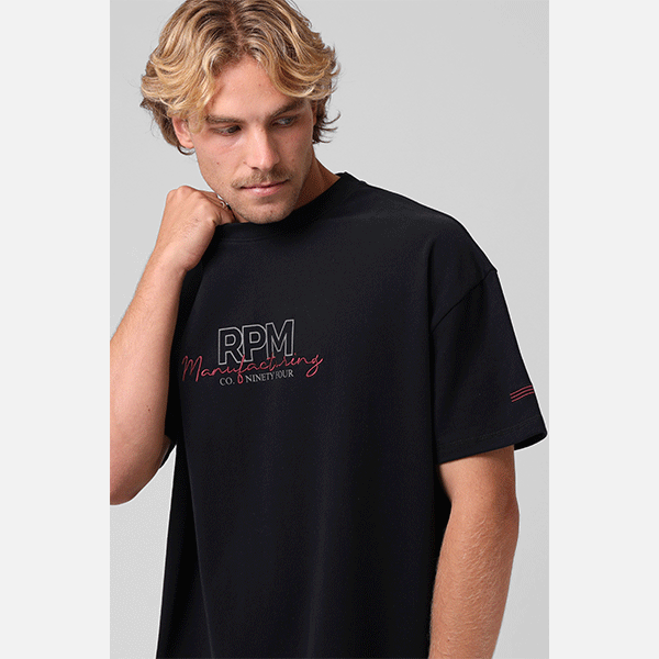 RPM Sanded Over Size Print Tee - Black