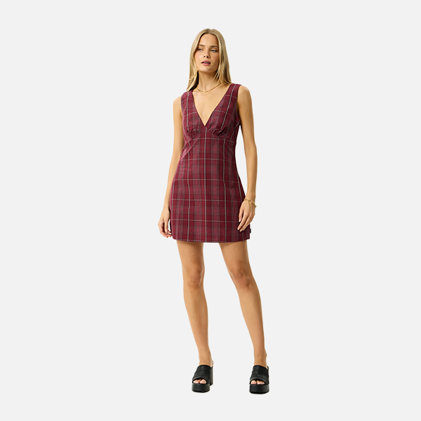 Afends Eboni Rumi Seersucker Check Dress - Port