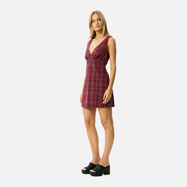 Afends Eboni Rumi Seersucker Check Dress - Port