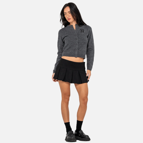 Rusty Academy Cardigan - Charcoal Marle