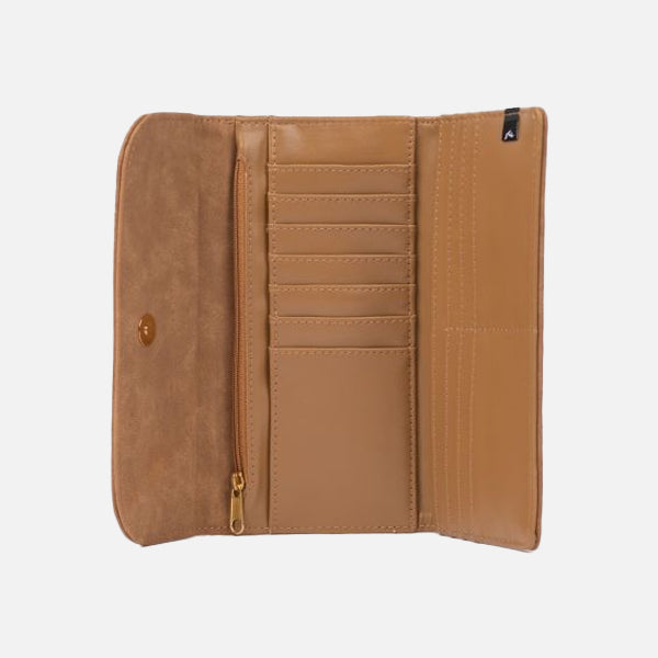 Rusty Aria Suede Flap Wallet -Tan
