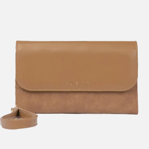 Rusty Aria Suede Travel Wallet - Tan