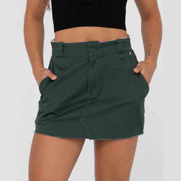 Rusty Bobbi Mid Rise Mini Skirt - Dark Emerald