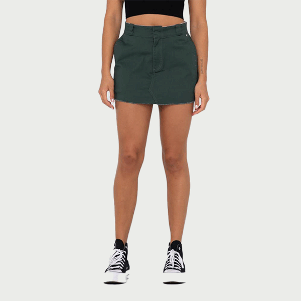 Rusty Bobbi Mid Rise Mini Skirt - Dark Emerald
