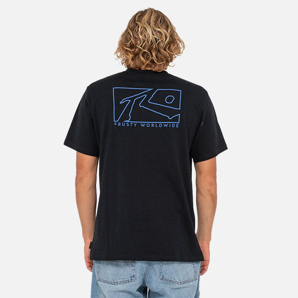 Rusty Boxed Out Tee - Black/Yonder Blue