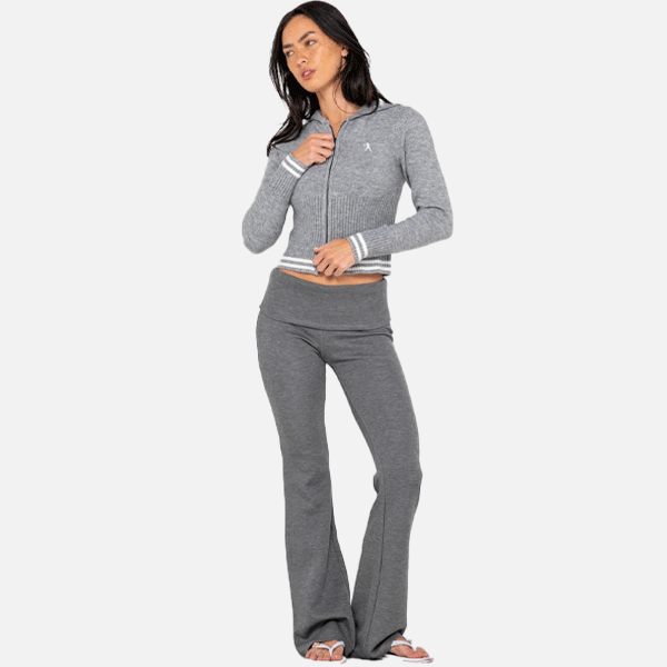 Rusty Devil Girl Zip Through Knitted Hood - Grey Marle