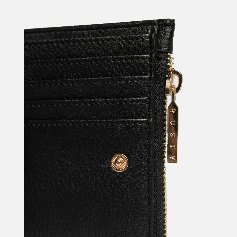 Rusty Essence Flap Wallet - Black