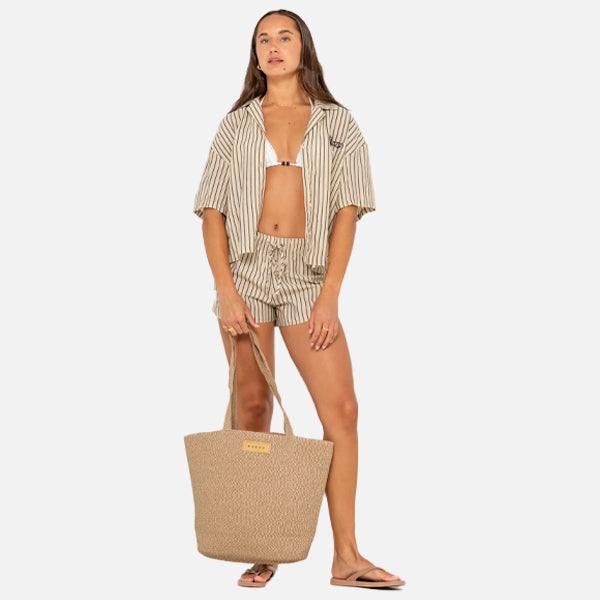 Rusty Gisele Straw Beach Bag - Choc Latte