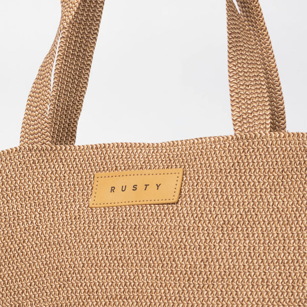 Rusty Gisele Straw Beach Bag - Choc Latte
