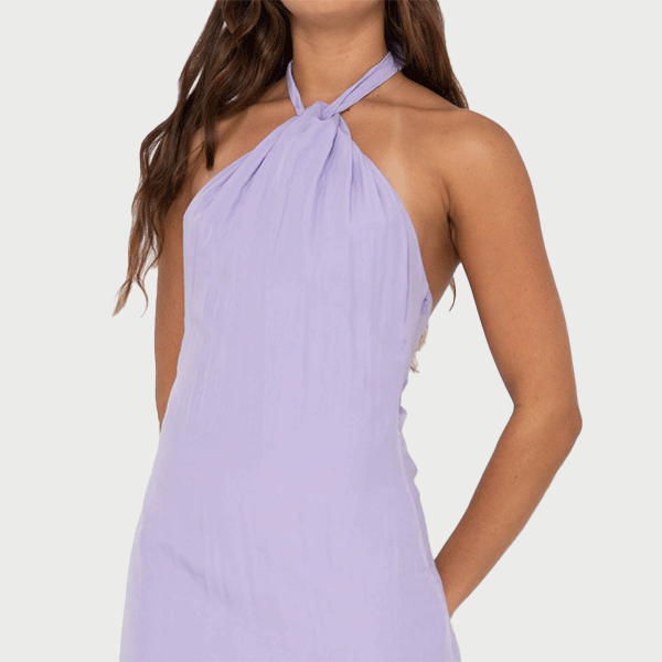Rusty Harlet Halter Mini Dress - Muted Lavender