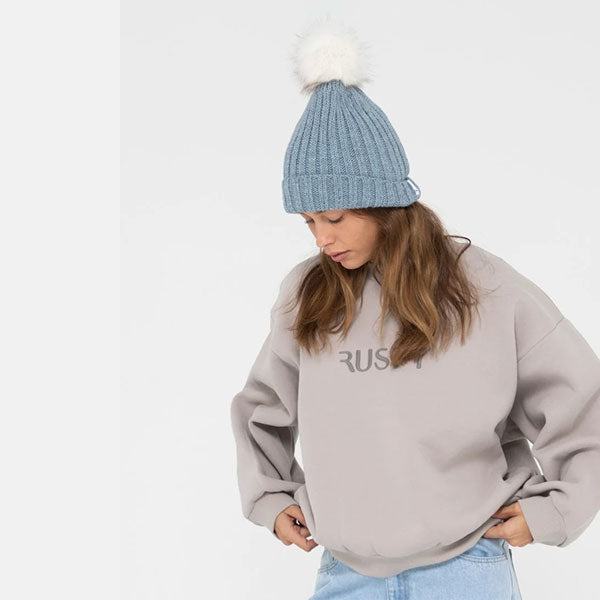 Rusty Homeslice Pom Pom Beanie - Glacial Blue