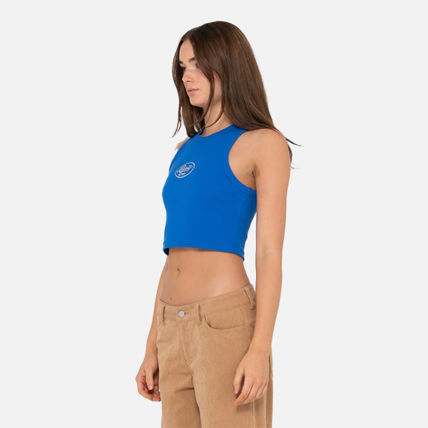 Rusty Pit Stop Ribbed Racer Tank - Blue Sapphire