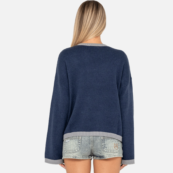 Rusty Rider Relaxed Crew Knit - Navy