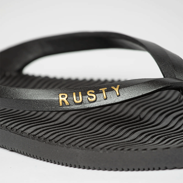 Rusty Sandbar Thong - Black/Gold