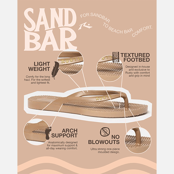 Rusty Sandbar Thong - Black/Silver