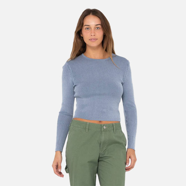 Rusty Solace Long Sleeve Knitted Top - Tranquil Blue