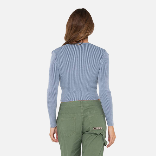 Rusty Solace Long Sleeve Knitted Top - Tranquil Blue