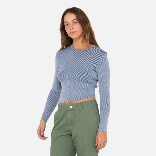 Rusty Solace Long Sleeve Knitted Top - Tranquil Blue