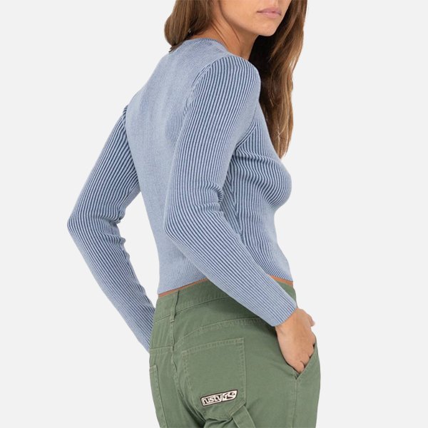 Rusty Solace Long Sleeve Knitted Top - Tranquil Blue