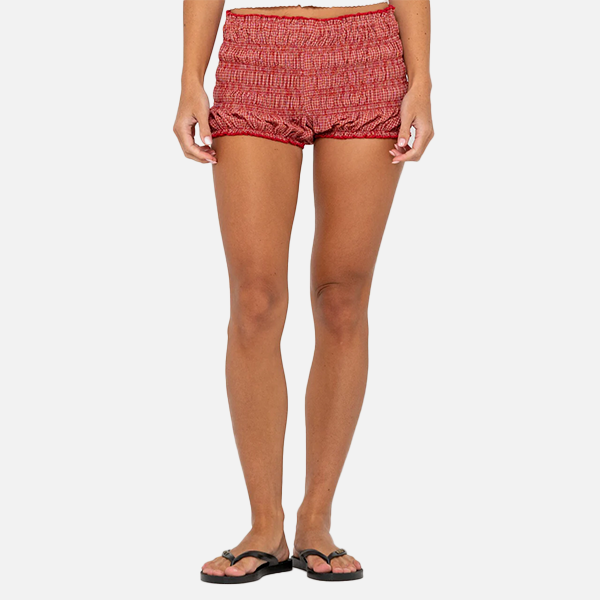 Rusty Summer Court Elastic Bloomer Short - Red