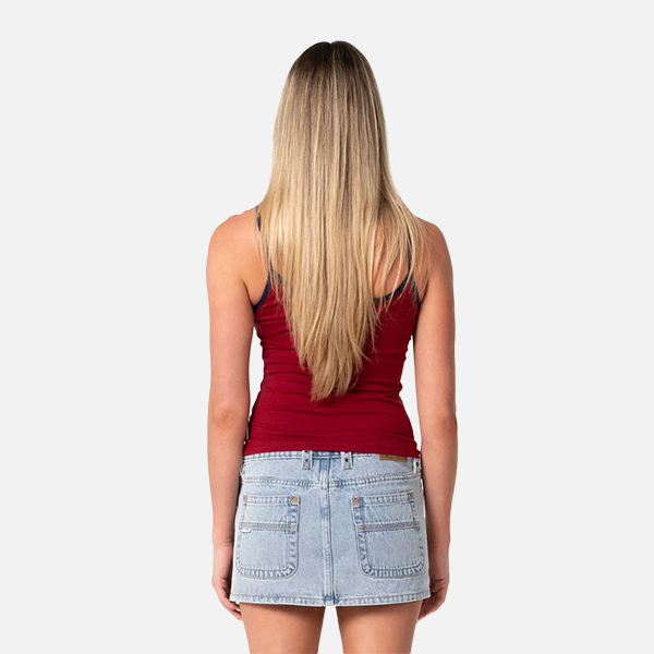Rusty Tank Girl Contrast Staple Singlet - Cranberry/Navy
