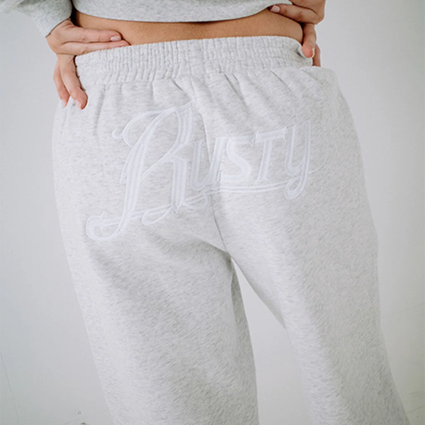 Rusty Trailer Trash Wide Leg Track Pant - Ecru Marle