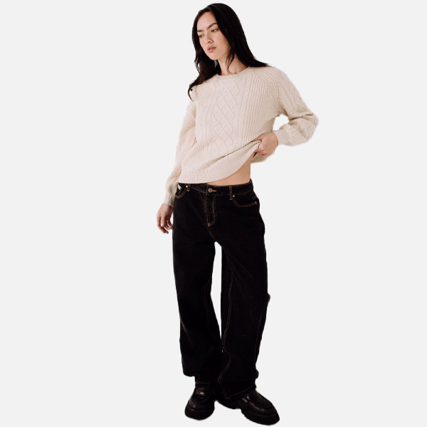 Rusty Two Tales Knitted Crew - Oat