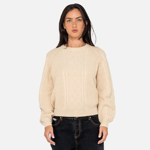 Rusty Two Tales Knitted Crew - Oat