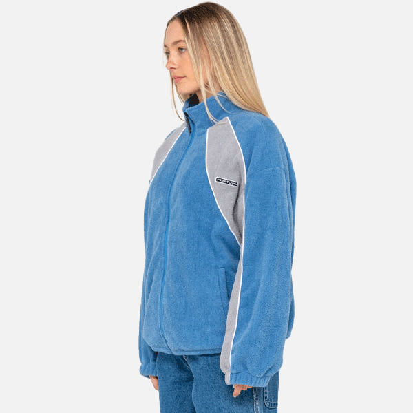 Rusty Two Tides Zip Through Sherpa Fleece - Blue/Grey