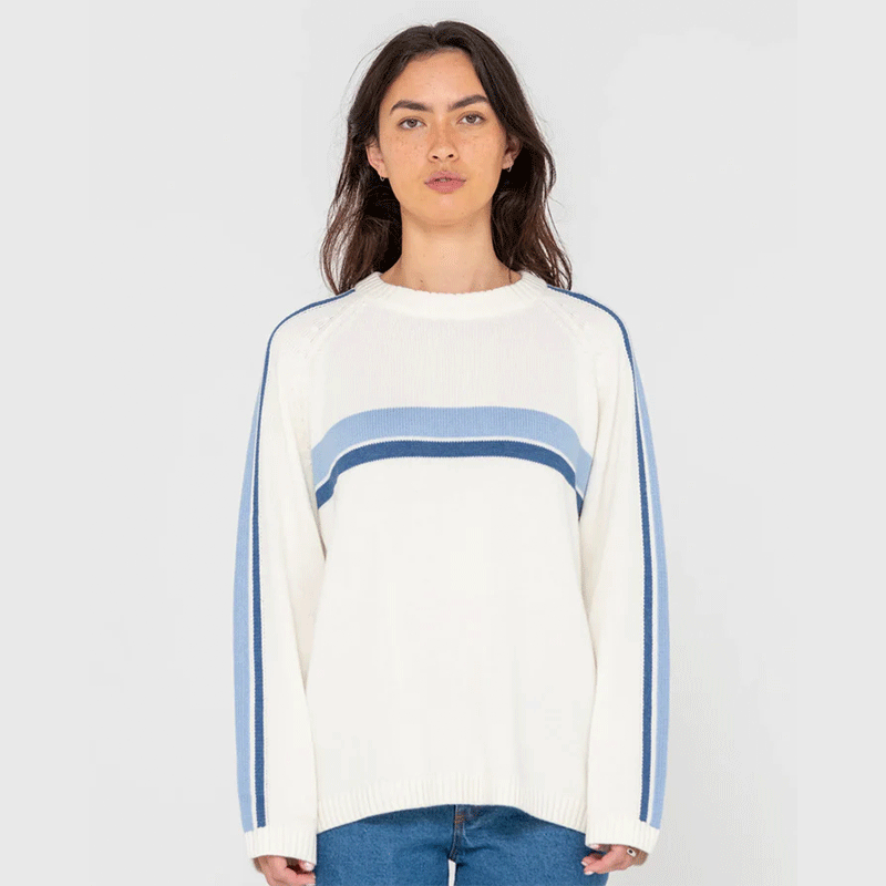 Rusty White Lines Long Sleeve Knit - Coconut Cream