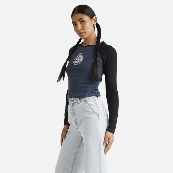 RVCA Benji Raglan LS Tee - Petrol Blue