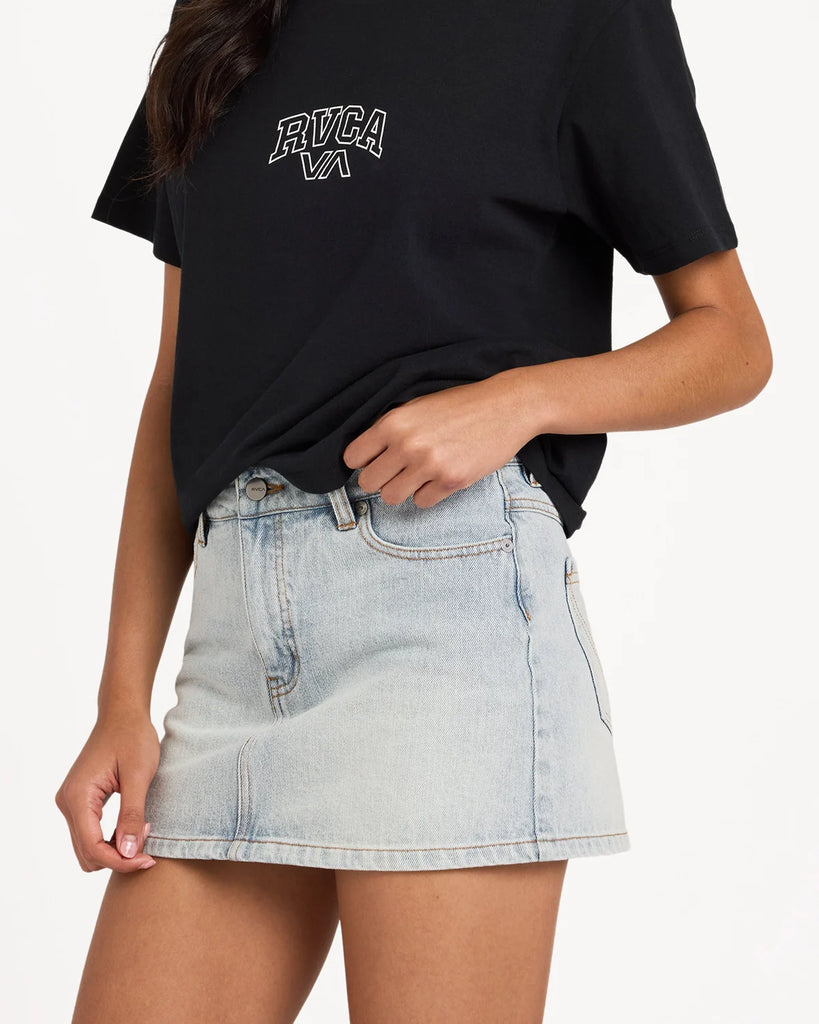 RVCA Mini Denim Skirt - Bleached Indigo