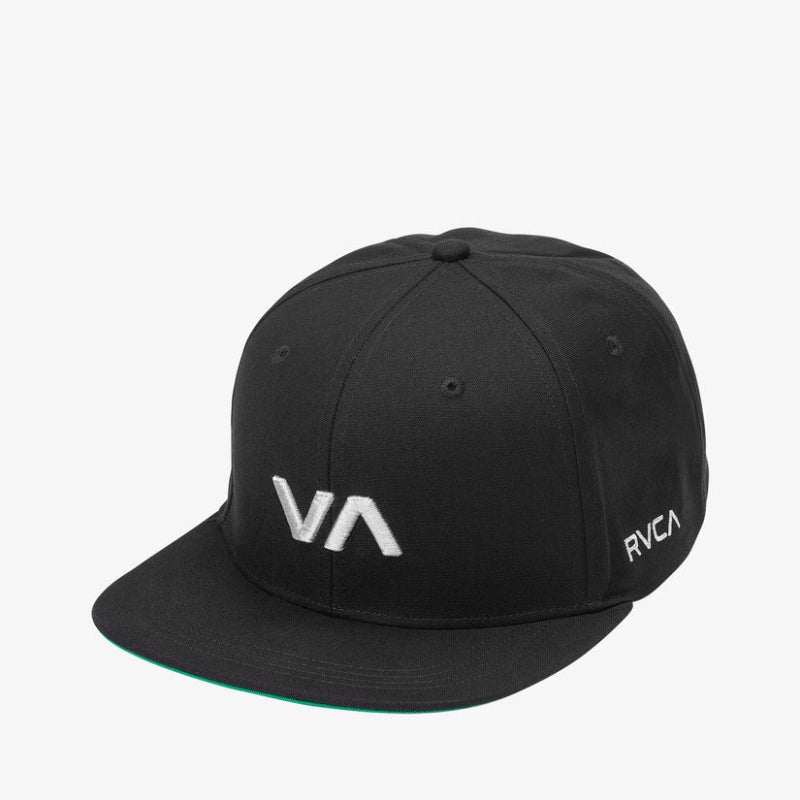 Black cap with RVCA logo on a white background