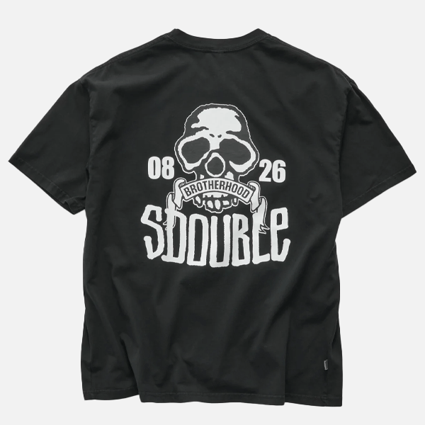 S-Double Skull SS Tee - Pigment Black