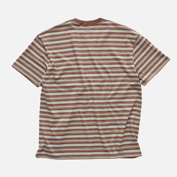 S-Double Stripe Pocket Tee - Chocolate
