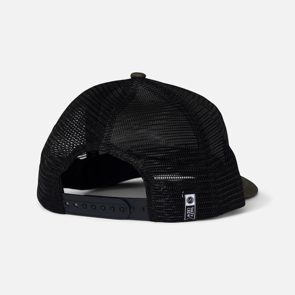Black mesh cap on a light gray background
