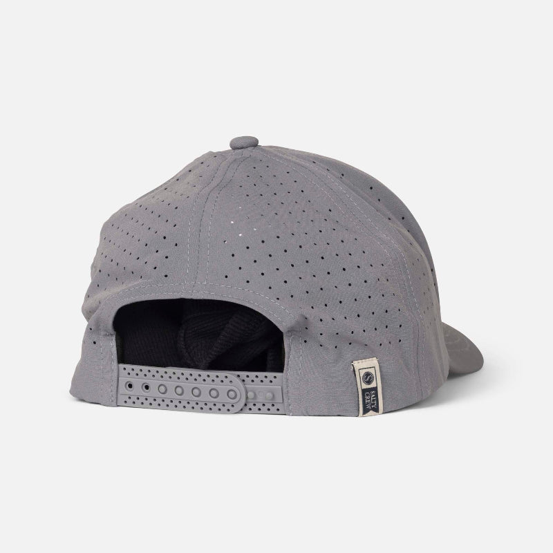 Gray cap with perforated design on a white background